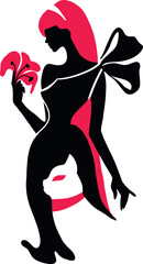 Beautiful girl like a cat. Wild woman concept. Stylish vector silhouette illustration