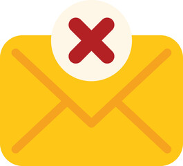 Obraz premium Yellow envelope receiving spam with red cross mark icon, illustrating spam concept