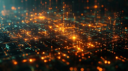 Fototapeta premium Abstract Digital Visualization of Information Mining Radiant Networks Illuminated Pathways Data Symbols Highlighting Knowledge Flow