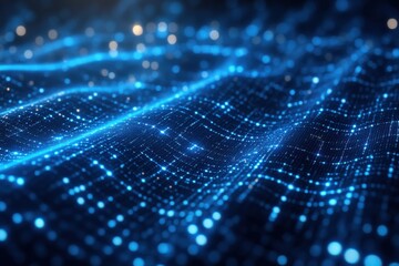 Obraz premium Blue tech finance background abstract pixel element network. Abstract business tech science background