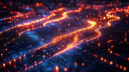 Obraz premium Abstract futuristic workspace radiant data streams floating digital hubs and interactive screens enabling collaborative team environments