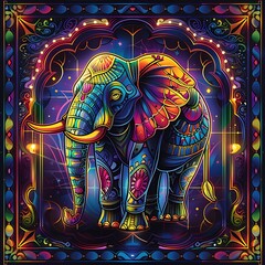 Obraz premium Colorful Mandala Elephant Art Design
