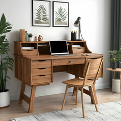 Fototapeta premium Transparent Image of Wooden Study Table