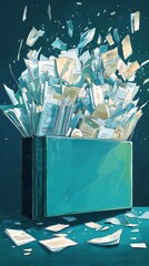 Disclosure concept illustrated by an open folder overflowing with documents, symbolizing transparency and information sharing, in a format.