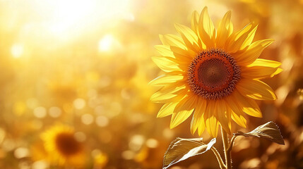 Obraz premium yellow flower in full bloom, isolated against a softly blurred background, symbolizes optimism, joy, renewal, and resilience, drawing focus to its radiant beauty and uplifting energy