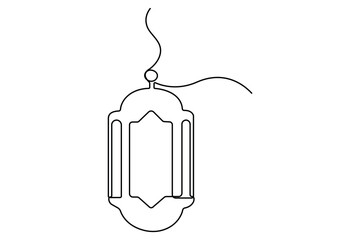 Ramadan symbol continuous one line drawing. Ramadan Kareem and Eid banner in simple outline vector illustration