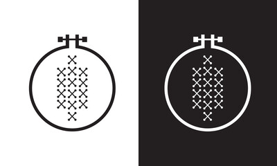 Fototapeta premium Cross stitch icon. Cross stitch design symbol for apps and websites. isolated on white and black background. vector illustration. EPS 10