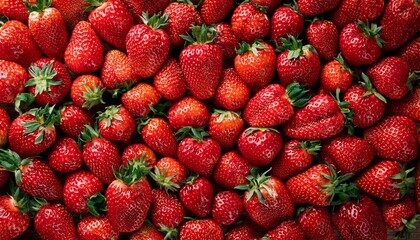 strawberry fruit food flat view, AI generated