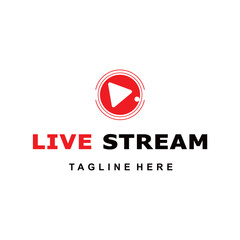 Minimalist live streaming icon. Play button icon vector illustration.