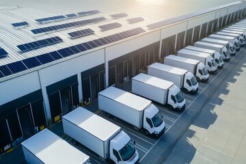 Electric vehicle charging hub at logistics center with renewable energy powered transport solutions