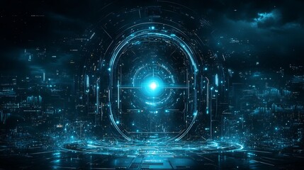 Obraz premium Abstract Concept of Interconnected Security Visualized Digital Networks Secure Nodes and Glowing Shields Representing Robust Online Safety