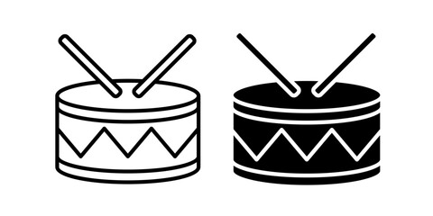 drum Icon set .Symbol isolated white background. vector illustration. color editable.