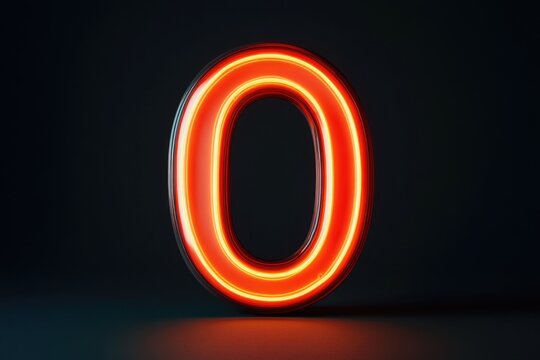 Neon o letter on black background