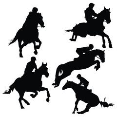 Equestrian Player Silhouette Black Shape Vol 2