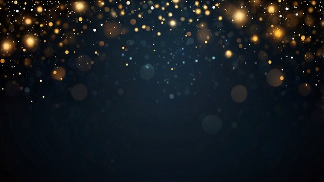 Am dunklen Himmel glitzern goldene Sterne und blaue Lichtpunkte