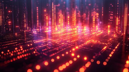 Abstract representation of quantum computing with floating light particles