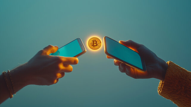 Digital transfer of Bitcoin between mobile devices