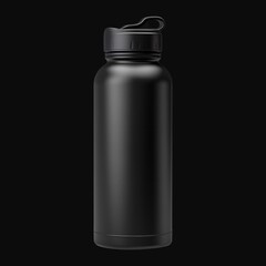 Black Bottle Mockup on Black Background