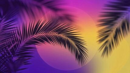 Fototapeta premium Palm Trees Silhouetted Against Vibrant Sunset - Relaxing Tropical Background