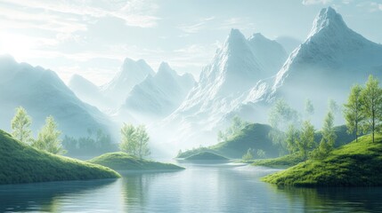 Virtual reality landscape with impossible geometric structures