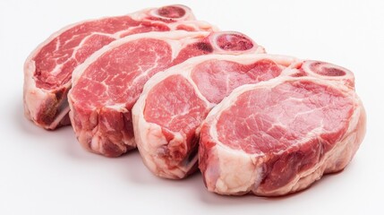 Cooking fresh pork chops kitchen food preparation bright environment close-up culinary art