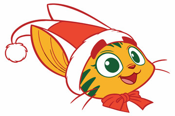 Christmas Head Clipart  White Santa Claus Hat on White Background