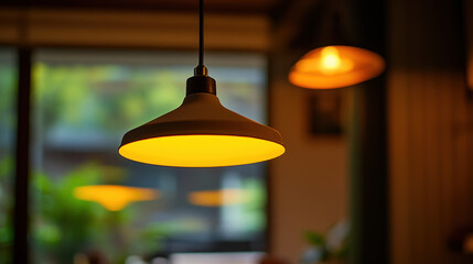 Industrial Pendant Light with Amber Glow