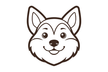 line art pet head vector art on white background