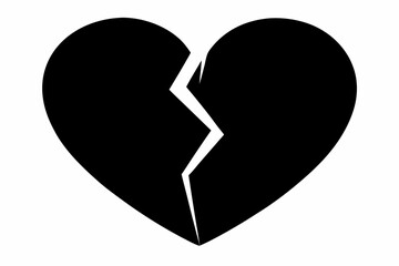 silhouetted broken heart vector art on white background
