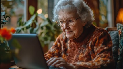 A senior participating in an online community for hobbyists, sharing tips and projects with people from around the world, feeling a sense of belonging.