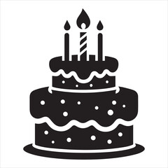 Birthday cake with icon silhouette vector illustration