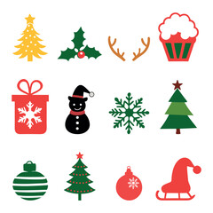 Collection of Christmas Vector Set on White Background