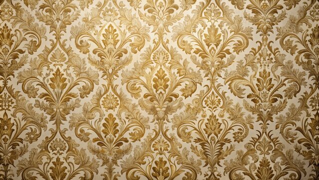 Fototapeta Ornate Golden Floral Wallpaper Pattern, Vintage, Baroque, Interior Design