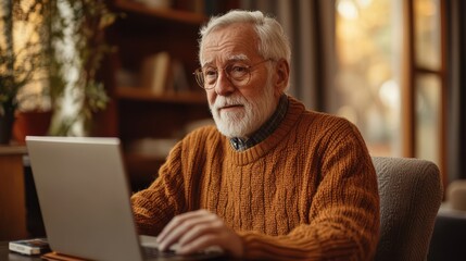 Obraz premium A senior securely backing up important data to an external hard drive, with a clear sense of relief knowing their information is safe.
