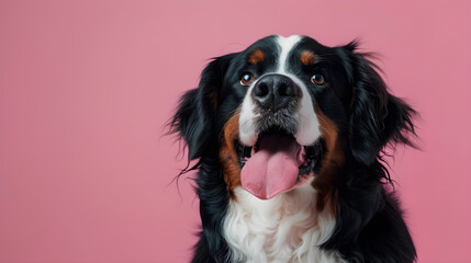 bernese mountain dog, Pink Background