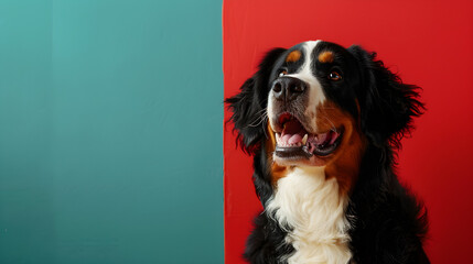bernese mountain dog with red bow