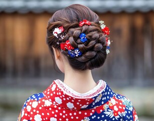 an attractive Japanese woman wearing a traditional kimono