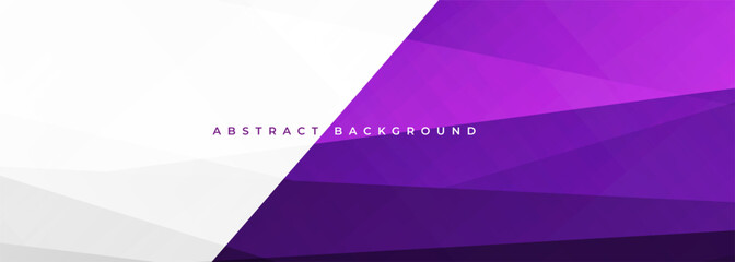 White and purple modern abstract wide banner with geometric shapes. Dark violet and white abstract background. Vector illustration