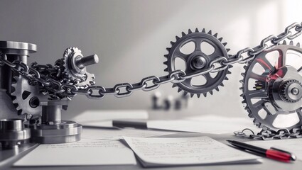 Obraz premium Chain of thoughts, conceptions, ideas, business working machine