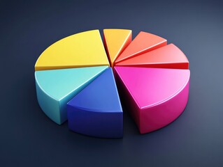 Obraz premium Colorful pie chart on a dark surface