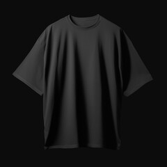 Black Oversized T-shirt Mockup on Black Background