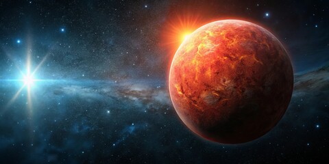 A Fiery Exoplanet Illuminated by a Distant Star in a Vast Cosmic Nebula