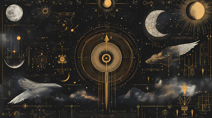 Ai generated illustration of the great power of sacred geometry. Halcyon. Illustration
