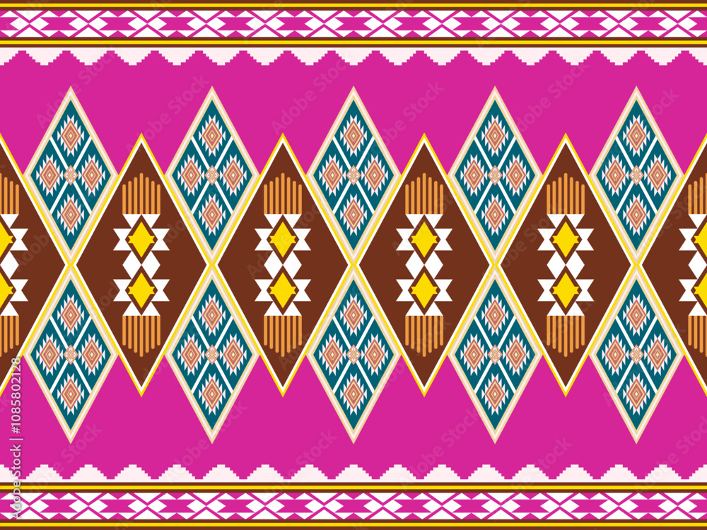 Wall mural Geometric seamless ethnic pattern. Geometric ethnic pattern can be used in fabric design for clothes, decorative paper, wrapping, textile, embroidery, carpet, tribal pattern