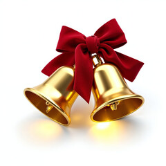 christmas bells with red ribbon  isolated on white background