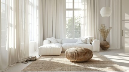 A bright and airy living room with white walls