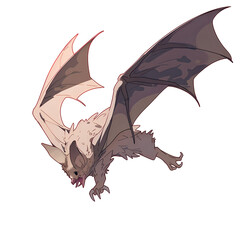 Fototapeta premium AI Generate of cartoon flying bat illustration isolated on white background