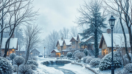 Winter Wonderland - Serene Snowy Village with Cozy Homes37