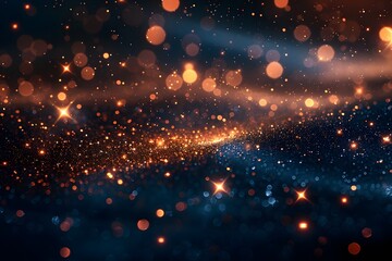Fototapeta premium Glittering Abstract Background with Golden and Blue Bokeh Lights for Festive Designs