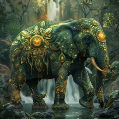 Fototapeta premium Stunning Elephant in Mandala Nature Artwork